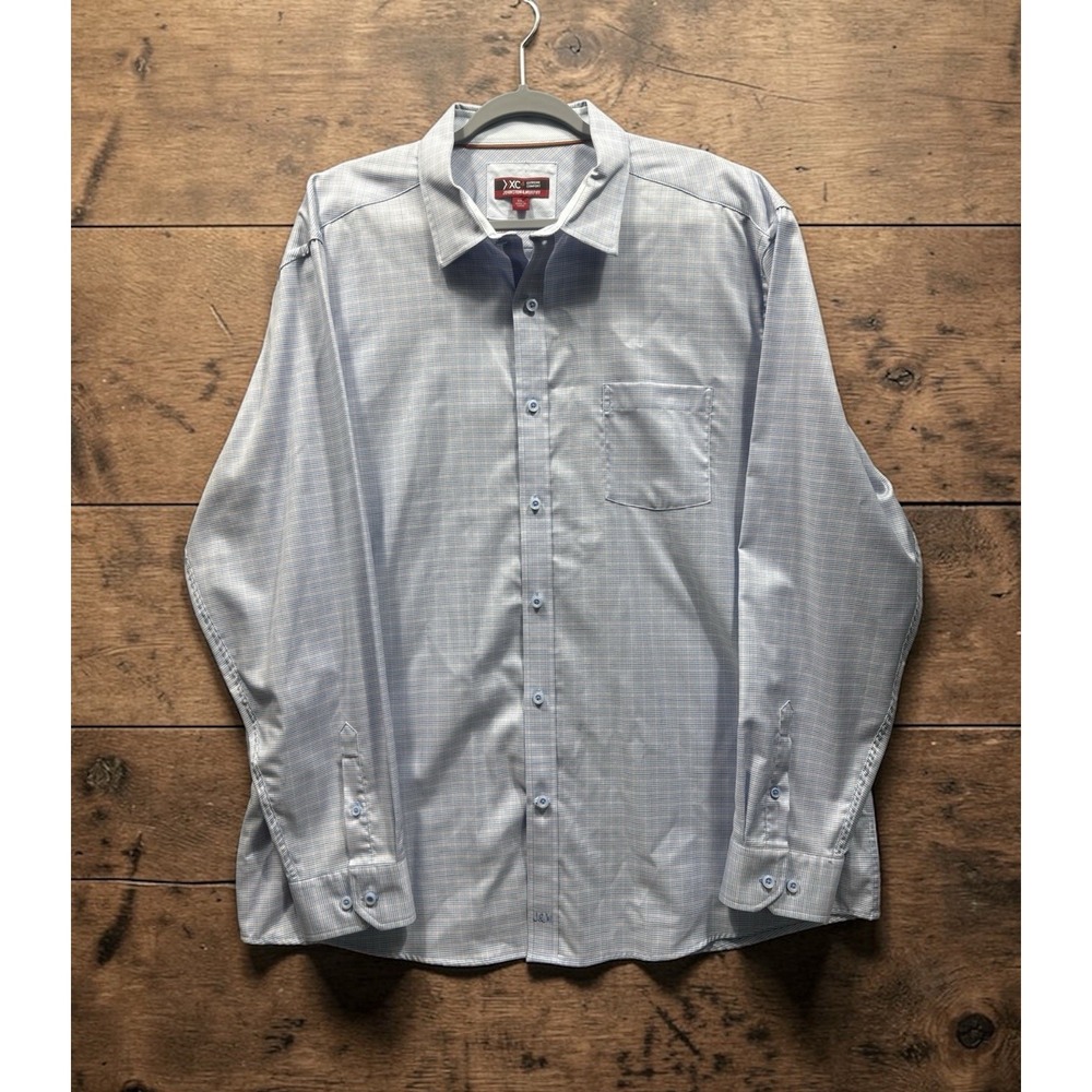Johnson Murphy XC4 Shirt Mens Blue Multi Color Extreme Comfort Button Down XXL